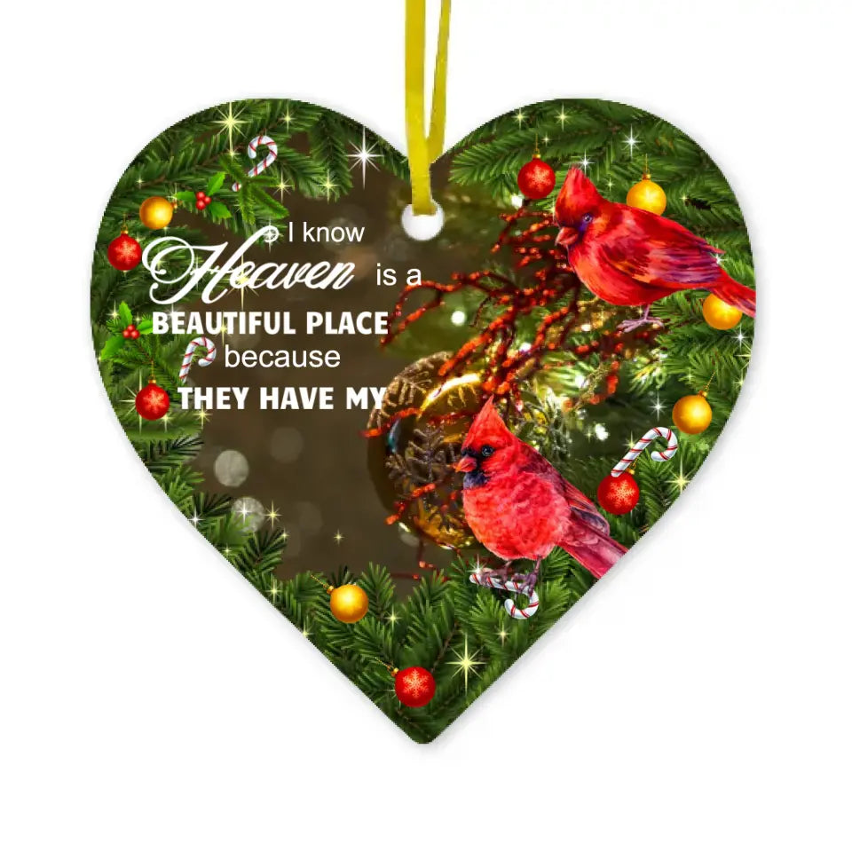 Custom Memorial Heart Ornament - I Know Heaven Is A Beautiful Place Fo ...