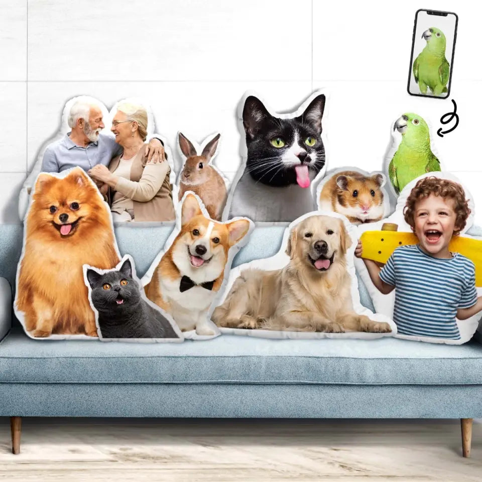 Oreiller photo personnalisé - Cadeau pour les amis, les amoureux, le mari, la femme et les amoureux des animaux de compagnie - Oreiller personnalisé de forme personnalisée