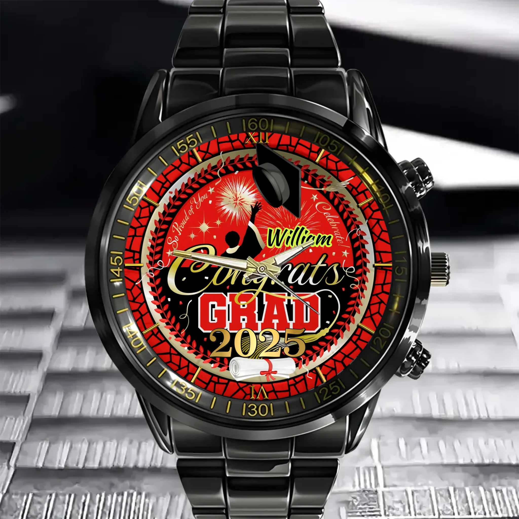 Custom Graduation Watch - Personalized Congrats Grad Gift with Name, Perfect for Graduation Celebration & Keepsake