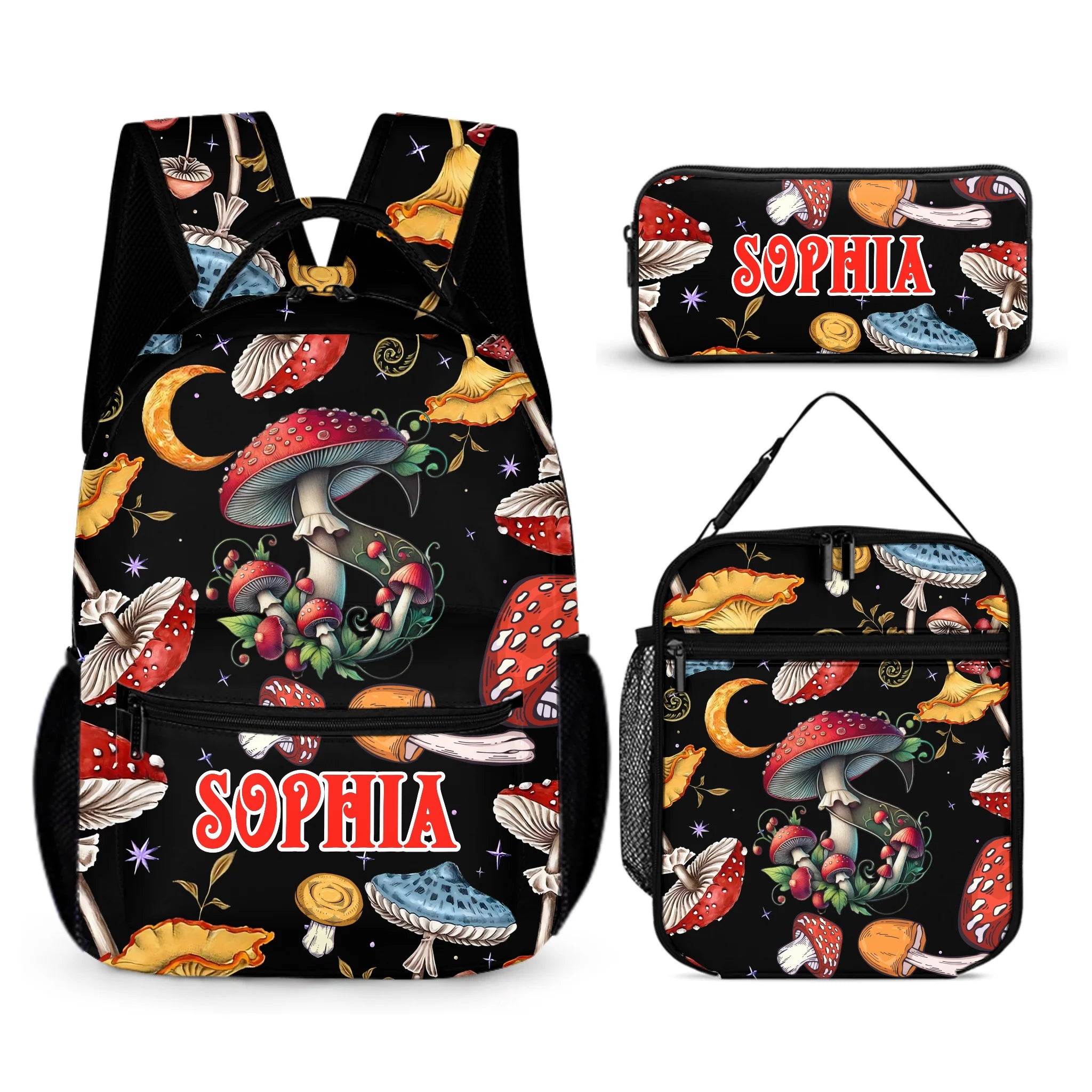 Beautiful Mushroom Name Customized Backpack - School Season Gift for Kids
