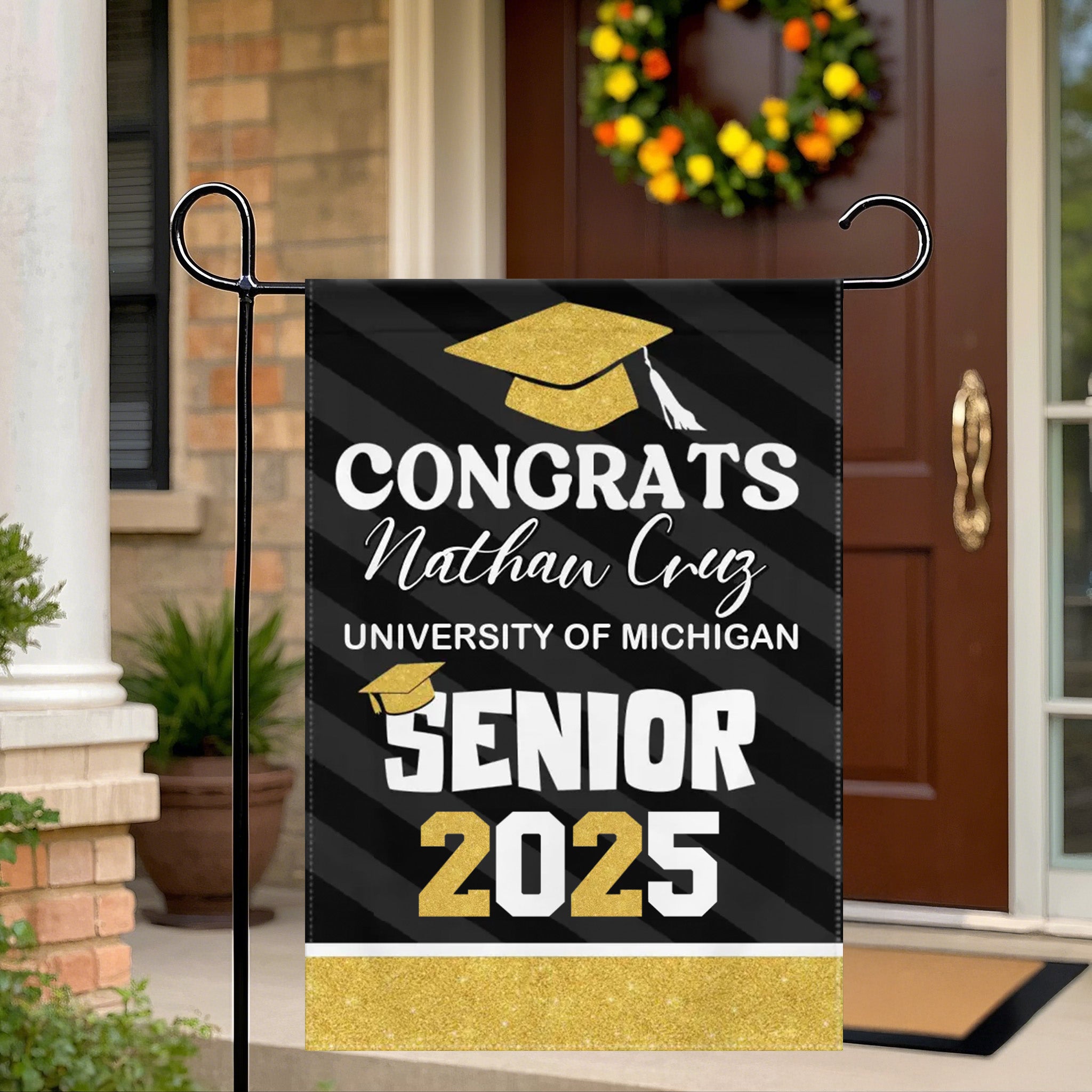 Personalized Graduation Garden Flag | Class of 2025 Senior Gift | Custom Name & School