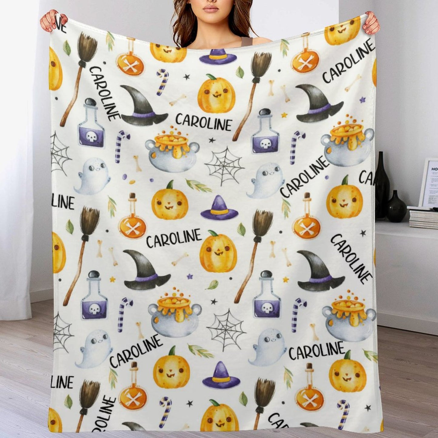 Free Shipping✈️Personalized Halloween Baby Blanket, Custom Plush Halloween Blanket