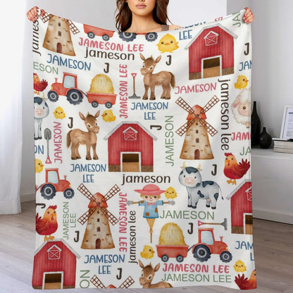 Free Shipping✈️Horse Cow Barn Farm Personalized Name Baby Blanket