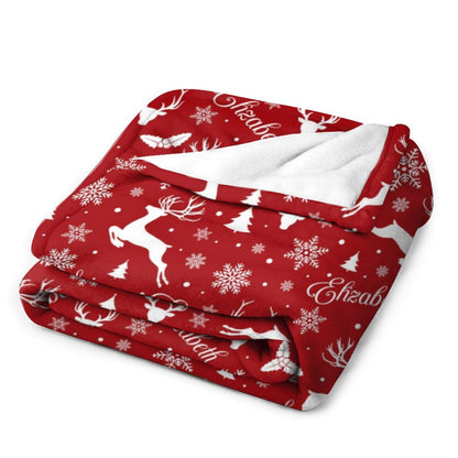 Free Shipping✈️Personalied Christmas Reindeer Prints Name Blanket