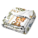 Watercolor Safari Animal Personalized Name Baby Blanket