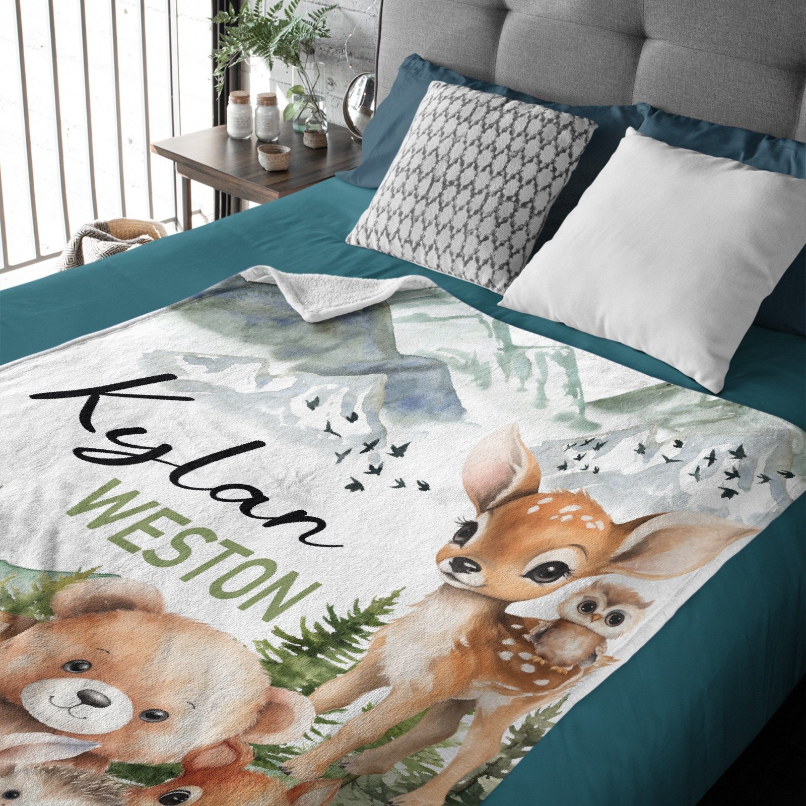 Livraison gratuite✈️Couvertures personnalisées pour bébé avec nom, couverture photo d'animal des bois