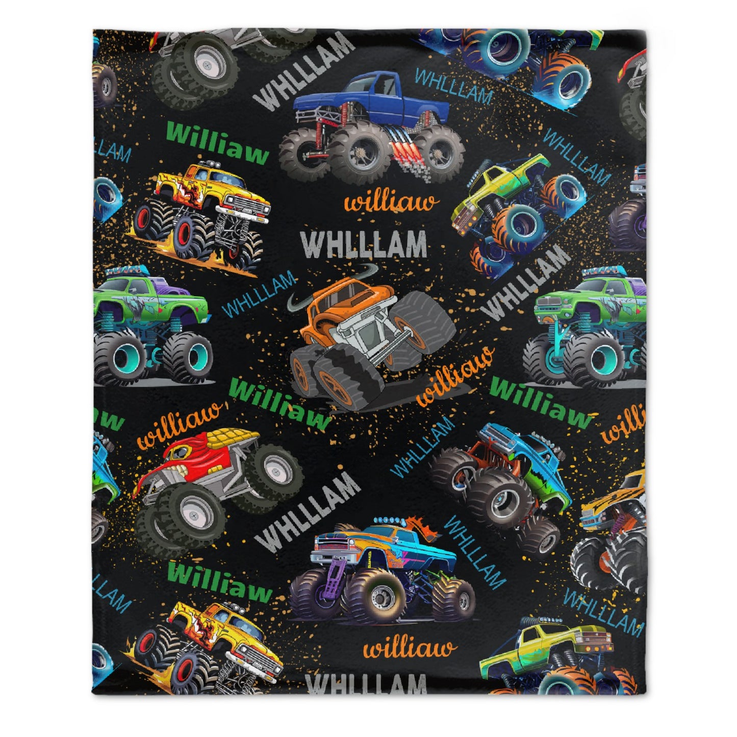 Free Shipping✈️Monster Truck Custom Blanket Gift for Kids, Personalized Gift for Toddler Boy