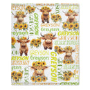 Personalized Daisy Highland Cow Baby Blanket with Name