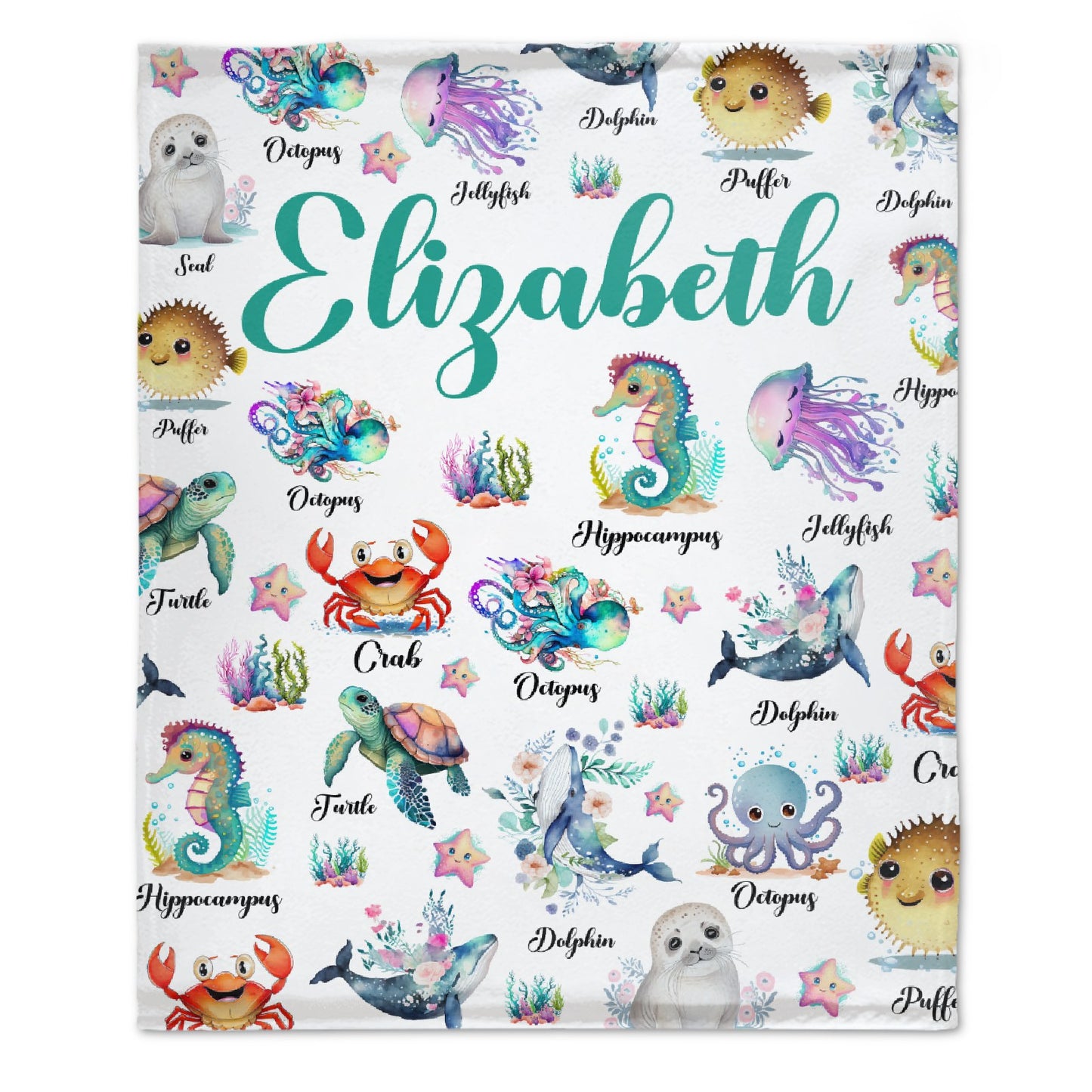 Free Shipping✈️Custom Name Cute Sea Animal Blanket - Gifts for Kids