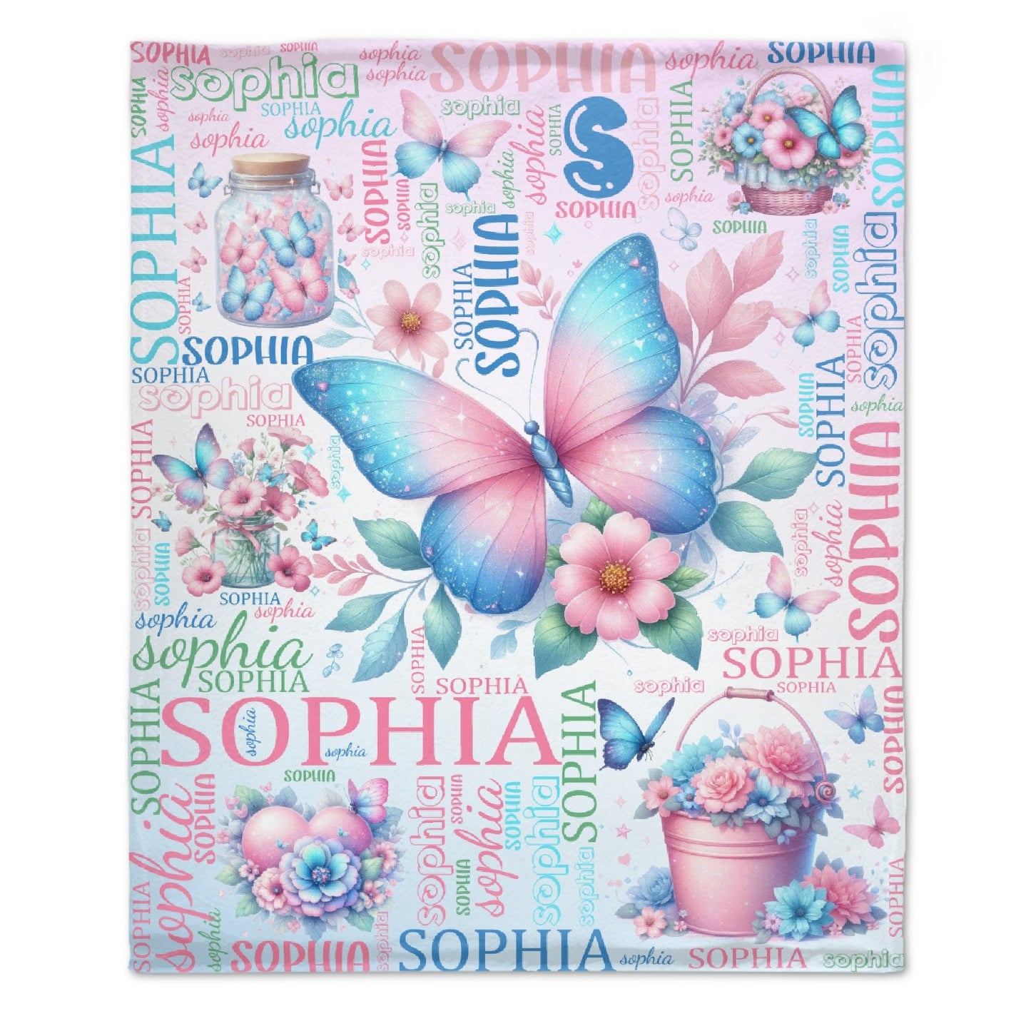 Custom Butterfly Blanket Name Personalized Baby Blanket - Gifts for Children Newborns