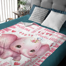 Personalized Cute Pink Elephant Gift Name Blanket