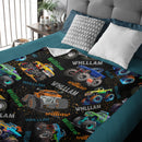 Monster Truck Custom Blanket Gift for Kids, Personalized Gift for Toddler Boy