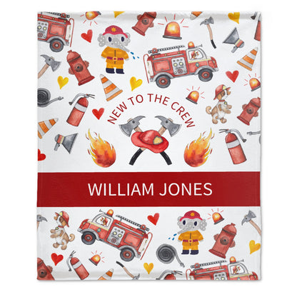 Free Shipping✈️Personalized Custom Name Baby Blanket - Fire Service Firetruck Fireman