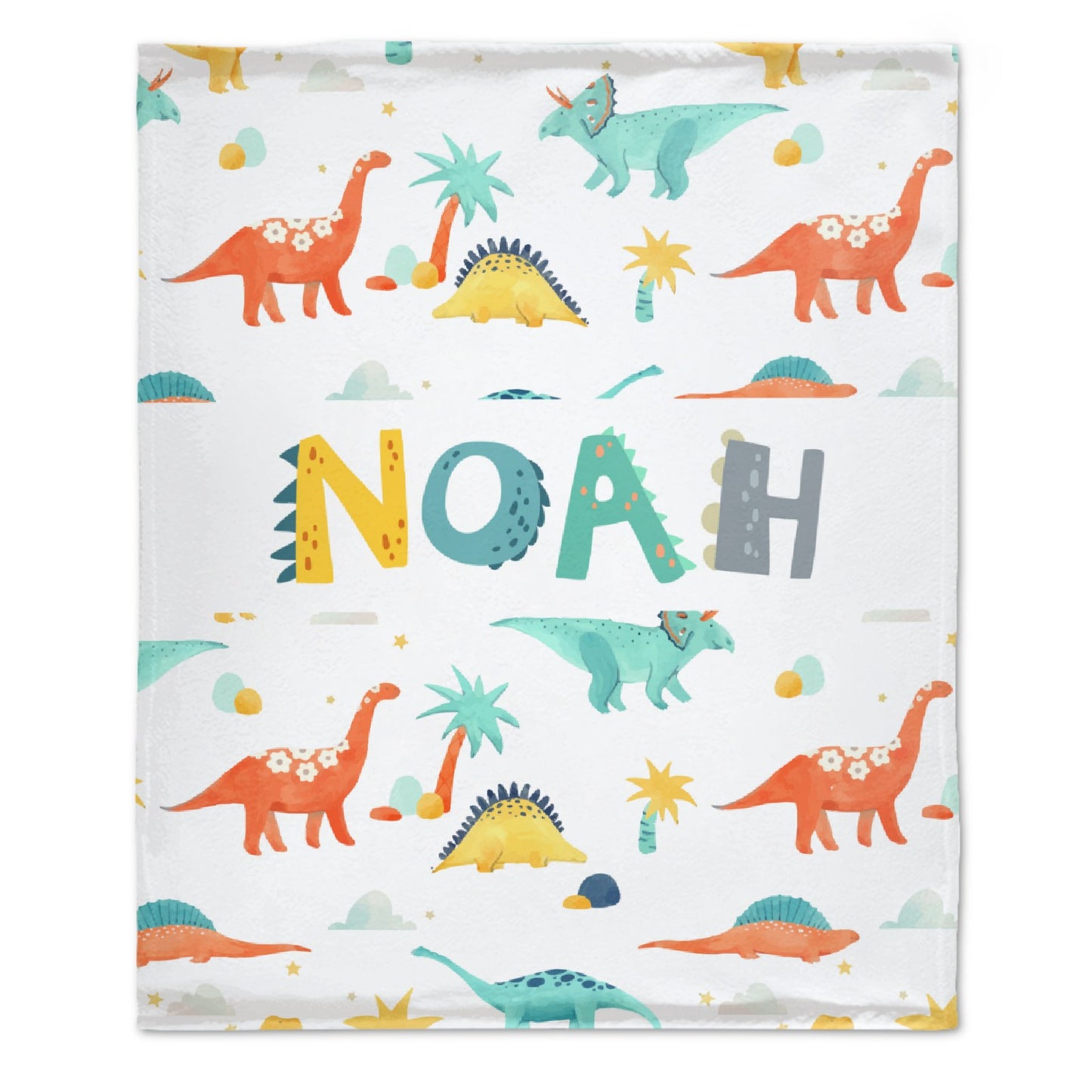 Personalized Custom Name ToddlerBaby Blanket - Dinosaur Printed Alphabet