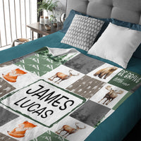 Personalized Baby Blankets With Name - Be Brave Little One, Small Animal Forest Blanket