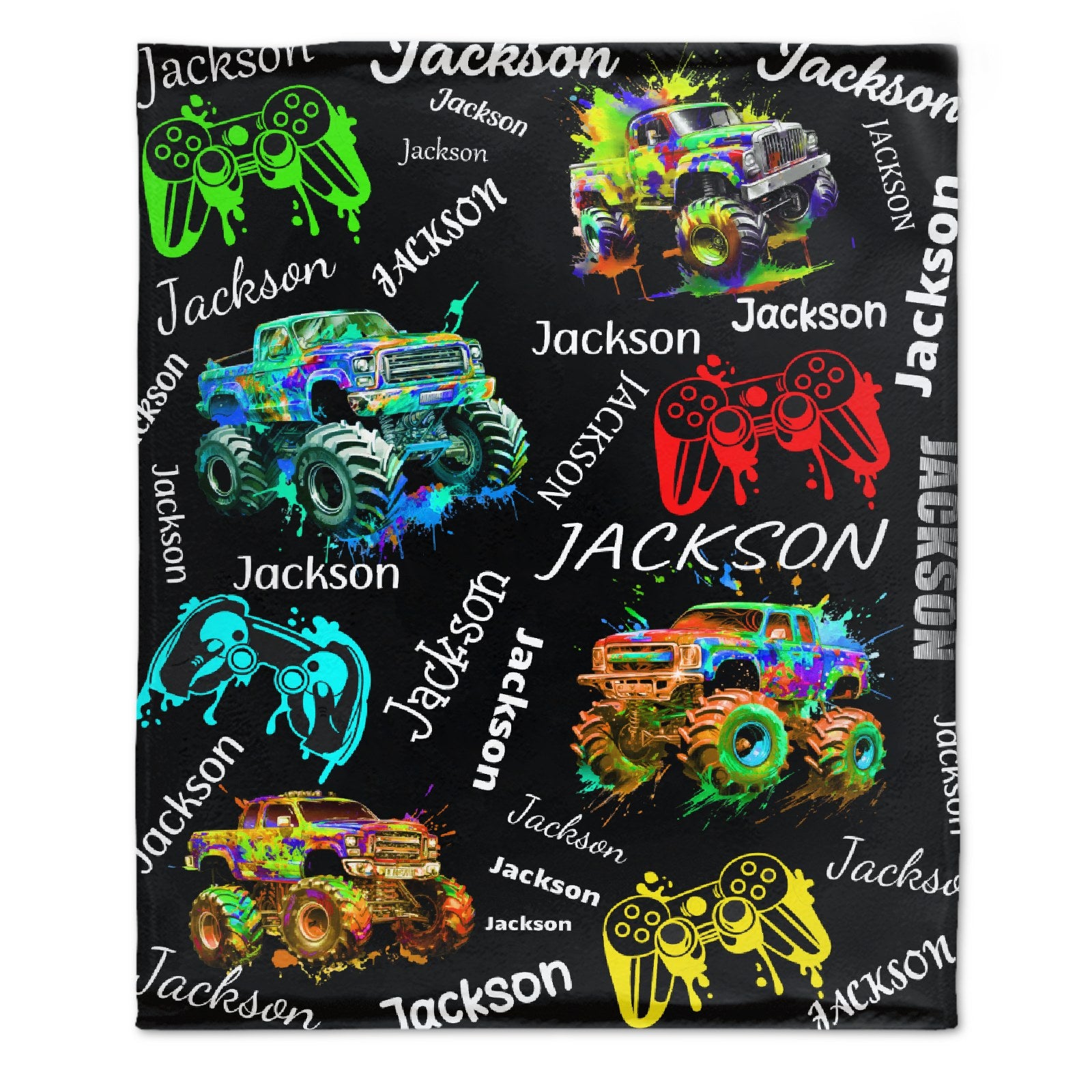 Game Controller Truck Blanket, Gamer Gift for Kids Boys Teen Adults