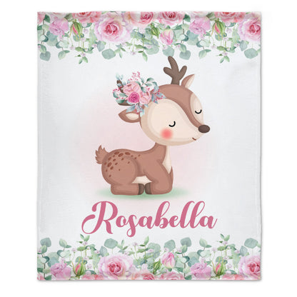 Free Shipping✈️Personalized Customized Name Baby Girl Blanket-Baby Deer Blankets