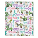 Personalized Cactus Llama Girl Name Blanket