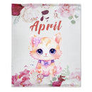 Customized Name Cute Kitten Blanket Soft Warm Plush Blanket Sofa Office