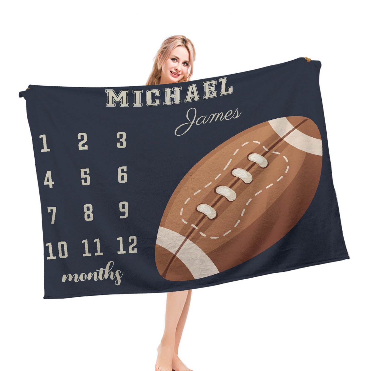 Free Shipping✈️ Personalized Soccer Milestone Name Custom Blanket