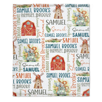 Free shipping✈️Personalized Baby Name Blanket, House And Animals Theme Boy Blanket, Newborn Boy Custom Name Gift