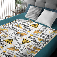Personalized Custom Excavator Blanket With Name - Road Sign Fence, Gift For Children