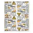 Personalized Custom Excavator Blanket With Name - Road Sign Fence, Gift For Children