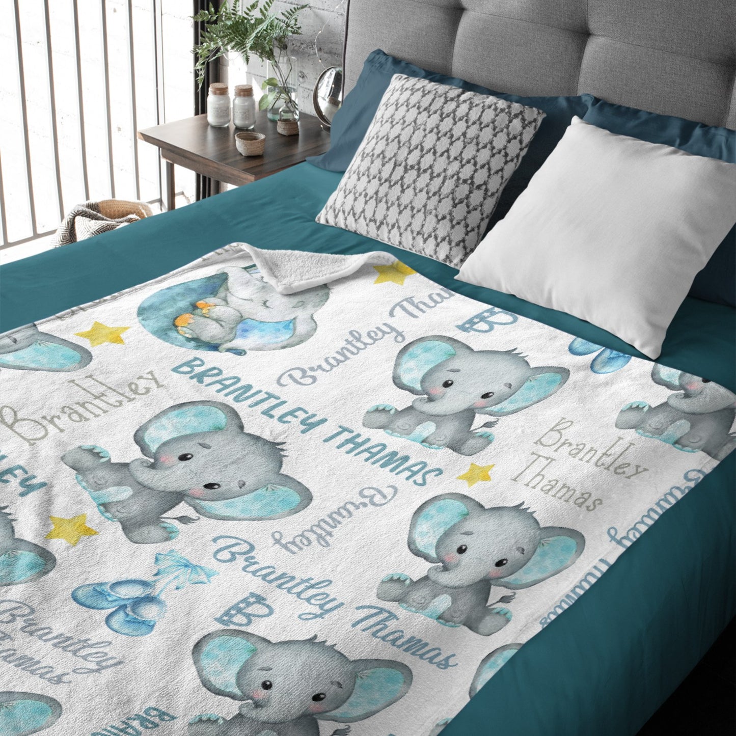 Free Shipping✈️Personalized Name Elephant Baby Blanket