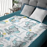 Personalized Name Elephant Baby Blanket