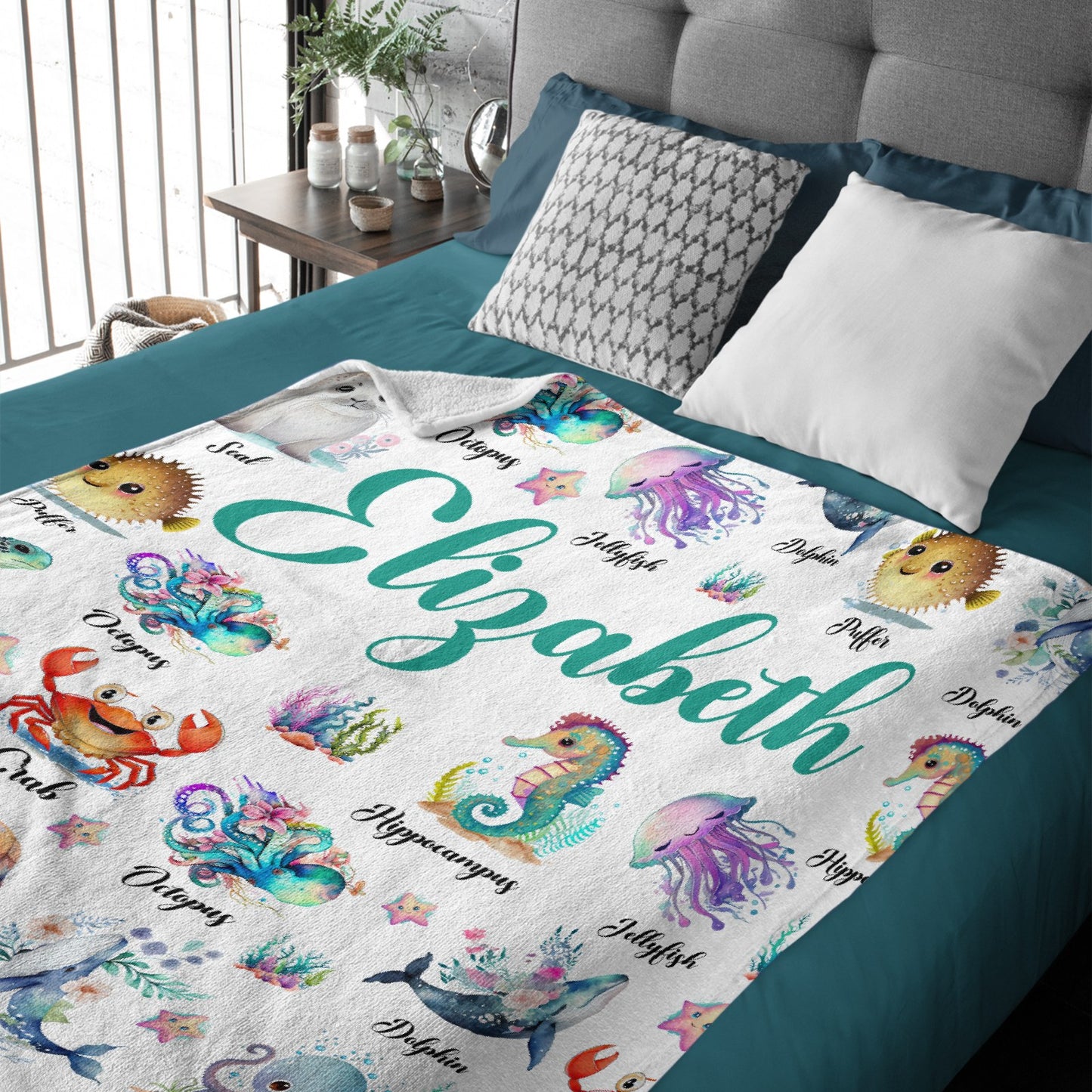 Free Shipping✈️Custom Name Cute Sea Animal Blanket - Gifts for Kids