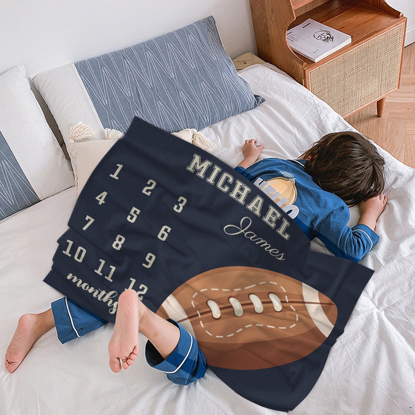 Free Shipping✈️ Personalized Soccer Milestone Name Custom Blanket