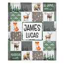 Personalized Baby Blankets With Name - Be Brave Little One, Small Animal Forest Blanket