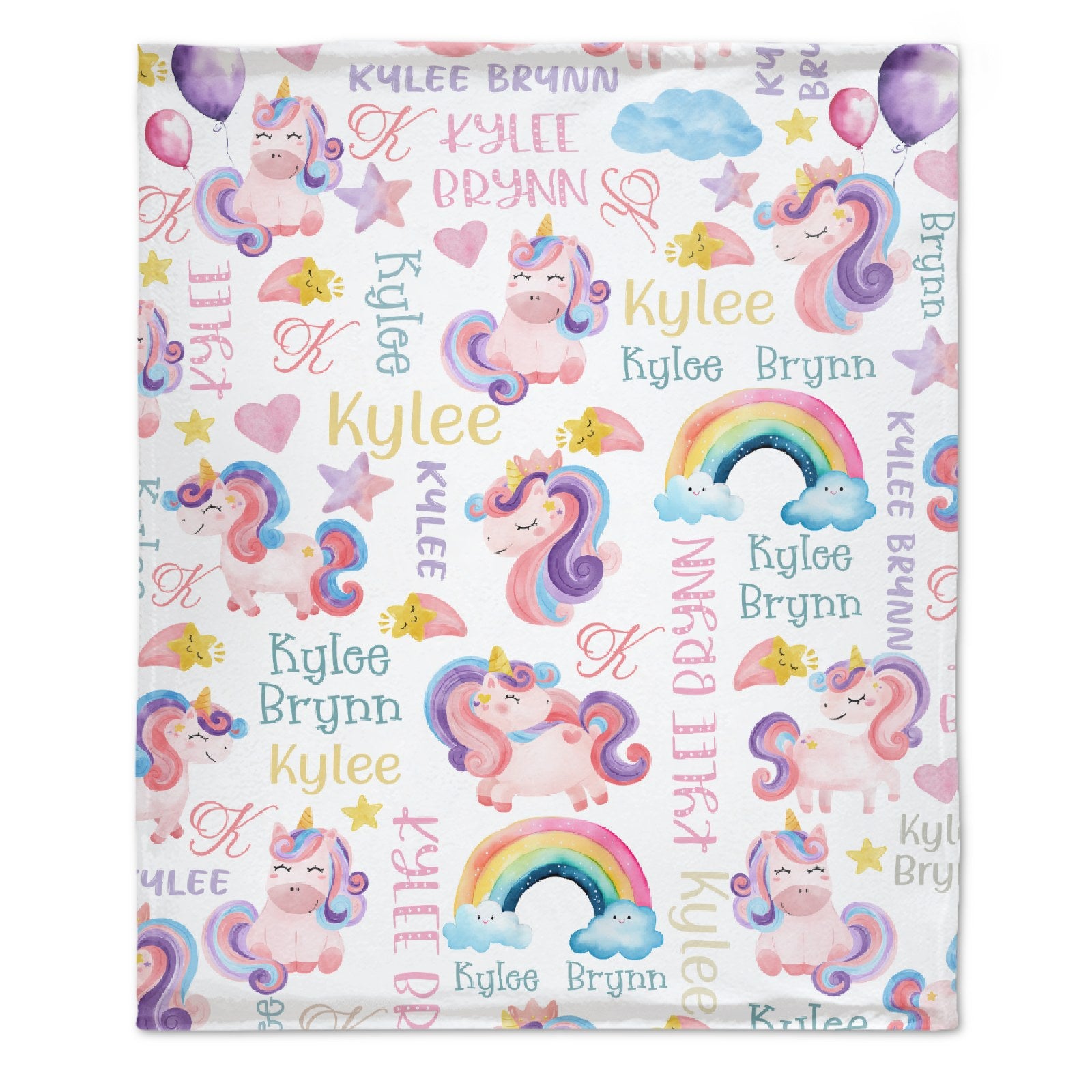 Livraison gratuite✈️Couverture avec nom de bébé licorne arc-en-ciel