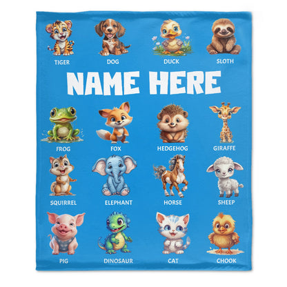 Free Shipping✈️Cute Animal Names Custom Personalized Blanket - Gifts for Kids