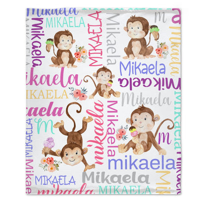 Livraison gratuite✈️Couverture personnalisée pour bébé Rainbow Monkey