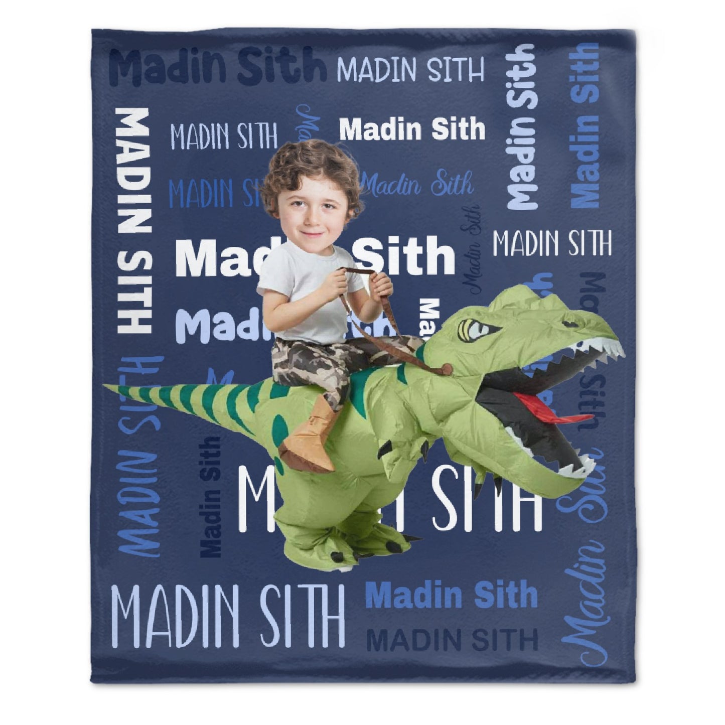 Swaddle de nom personnalisé pour les enfants, petits-enfants - Couverture photo personnalisée de dinosaure