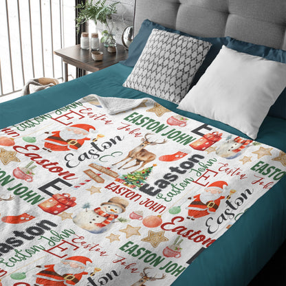 Free Shipping✈️Personalized Christmas Baby Name Pattern Blanket