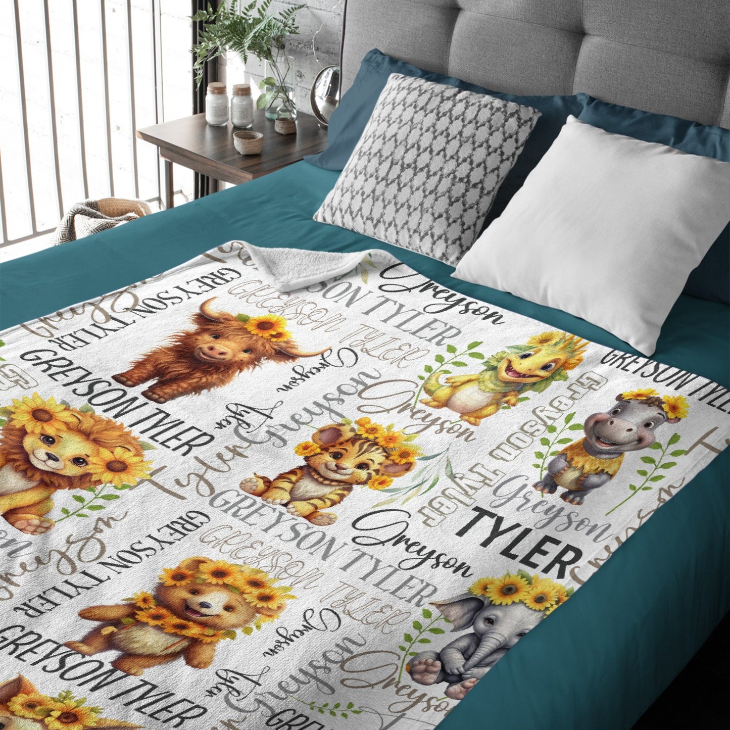 Free Shipping✈️Personalized Forest Animal Name Custom Blanket