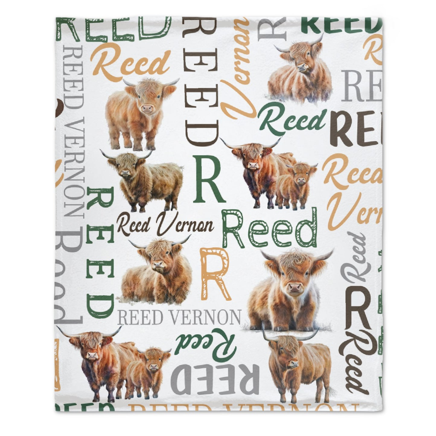 Free Shipping✈️Personalized Name Blanket - Highland Cow Blanket - Personalized Baby Blanket