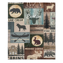 Personalized Woodland Deer and Bear Baby Blanket with Name