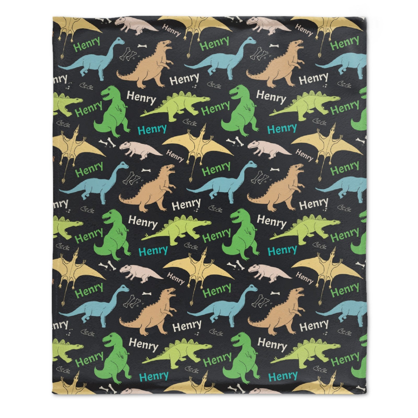 Personalized Custom Name Cute Dinosaur Blanket - Gifts for Kids