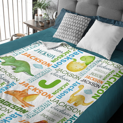 Free Shipping✈️Dinosaur Custom Name Blanket-Personalized Baby Blanket