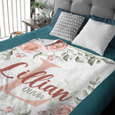 Pale Pink Watercolor Rose Name Blanket