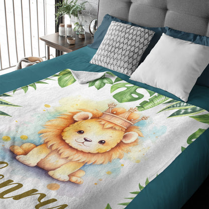 Livraison gratuite✈️Couverture pour bébé personnalisée avec nom - Bébé Lion