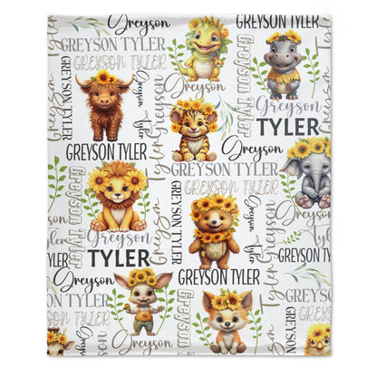 Free Shipping✈️Personalized Forest Animal Name Custom Blanket