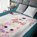 Customized Name Cute Kitten Blanket Soft Warm Plush Blanket Sofa Office
