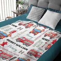 Livraison gratuite✈️Couverture pour bébé à thème FireTruck avec nom personnalisé
