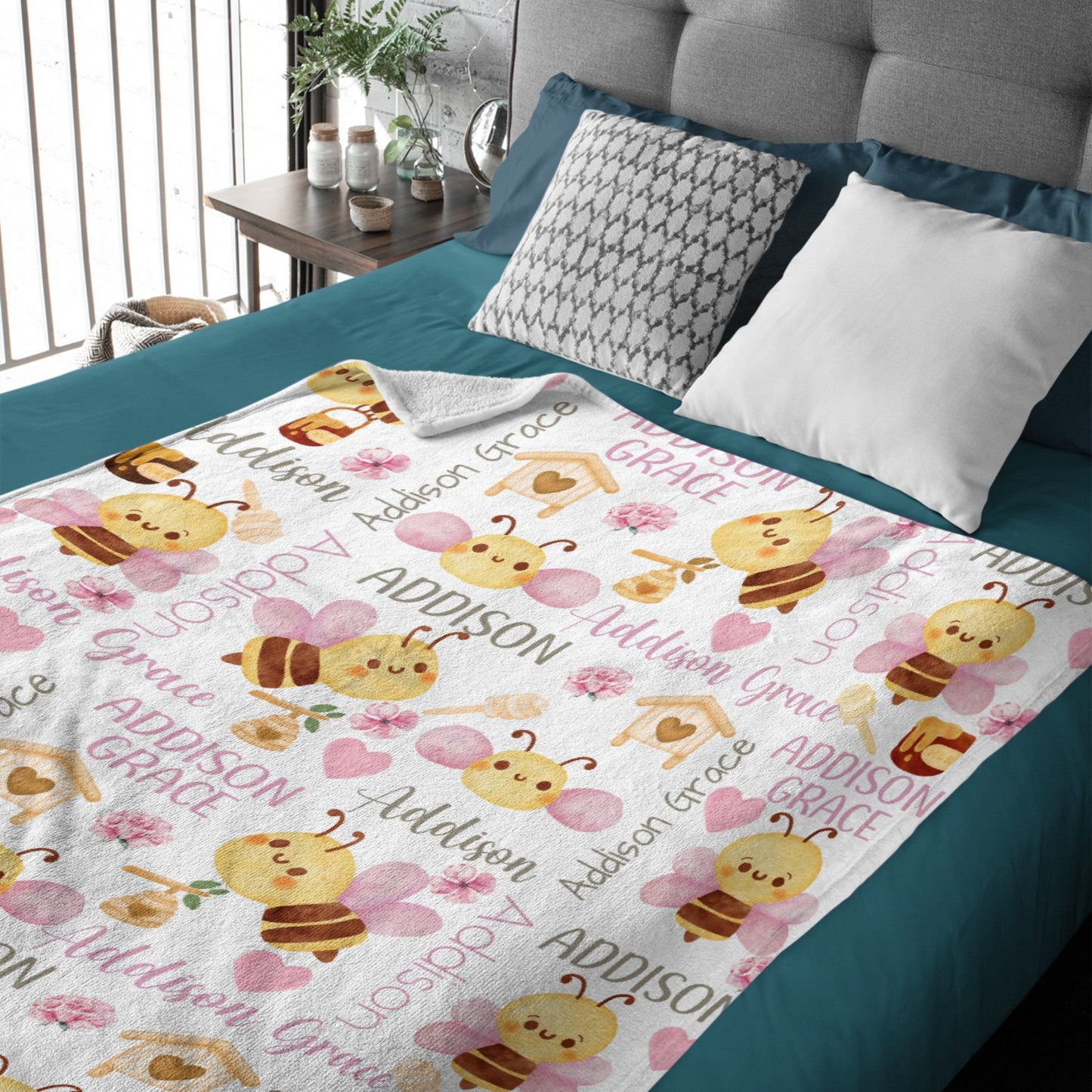 Livraison gratuite✈️Nom personnalisé couverture pour bébé Bumble Honey Bee