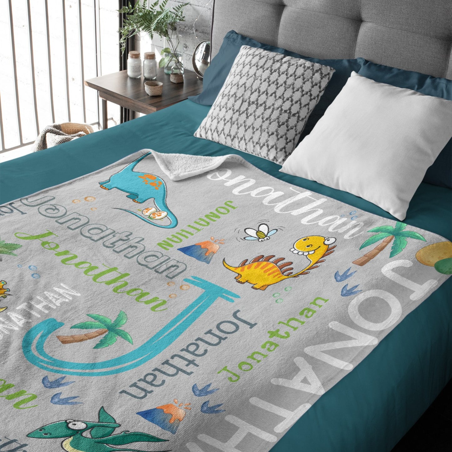 Free Shipping✈️Personalized Watercolor Dinosaur Blanket