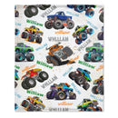 Monster Truck Custom Blanket Gift for Kids, Personalized Gift for Toddler Boy